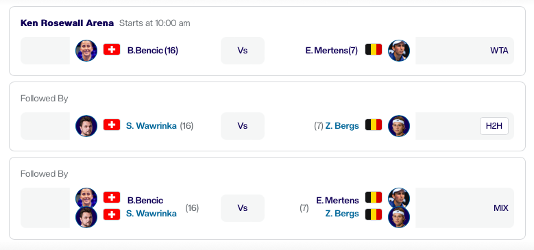 Order of play of the United Cup 2026 semifinals